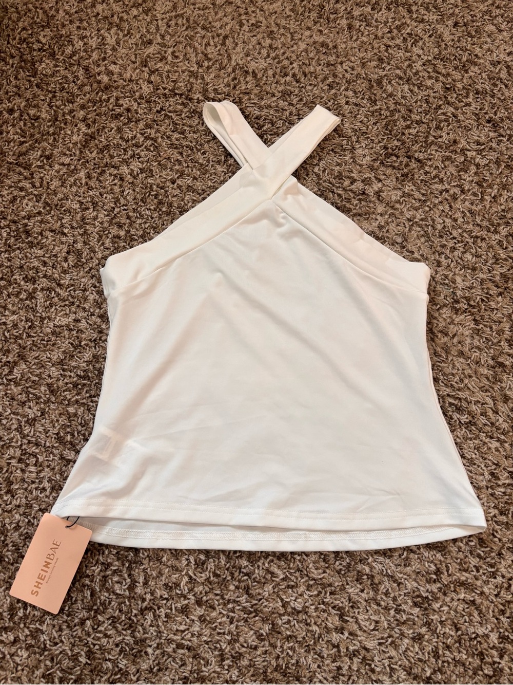 SHEIN White Crisscross Halter Camisole Tank